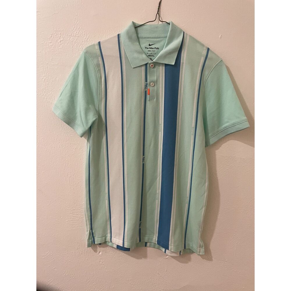 The Nike Polo DriFit Tennis Golf polo - Green Blue Stripe - Men Medium Like New